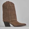 Donna Barca | Stivaletti Tacco Alto Tacco 6 Cm In Camoscio Beige