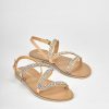 Donna Barca | Sandali Tacco Basso Tacco 1 Cm In Pelle Beige