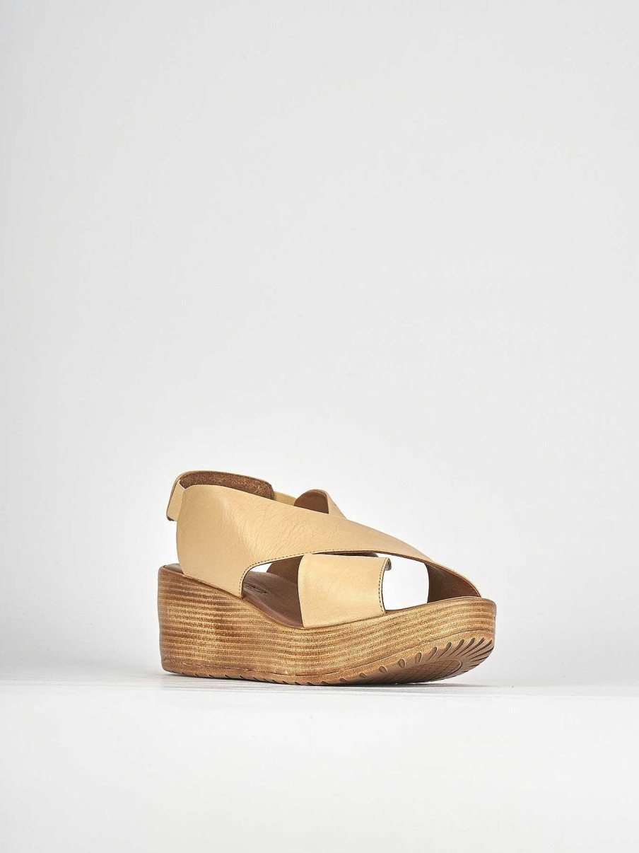 Donna Barca | Zeppa Tacco 6 Cm In Pelle Beige