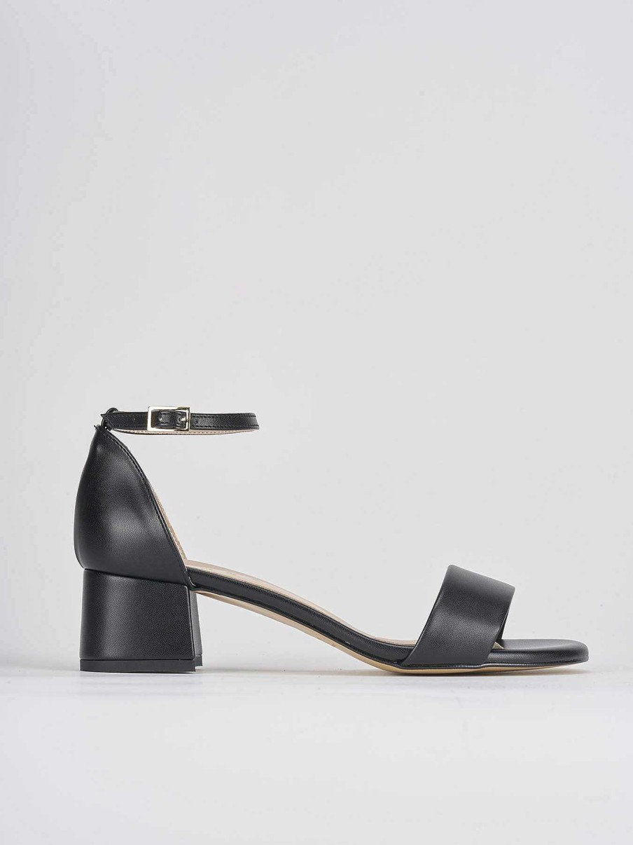 Donna Barca | Sandali Tacco Alto Tacco 5 Cm In Pelle Nera