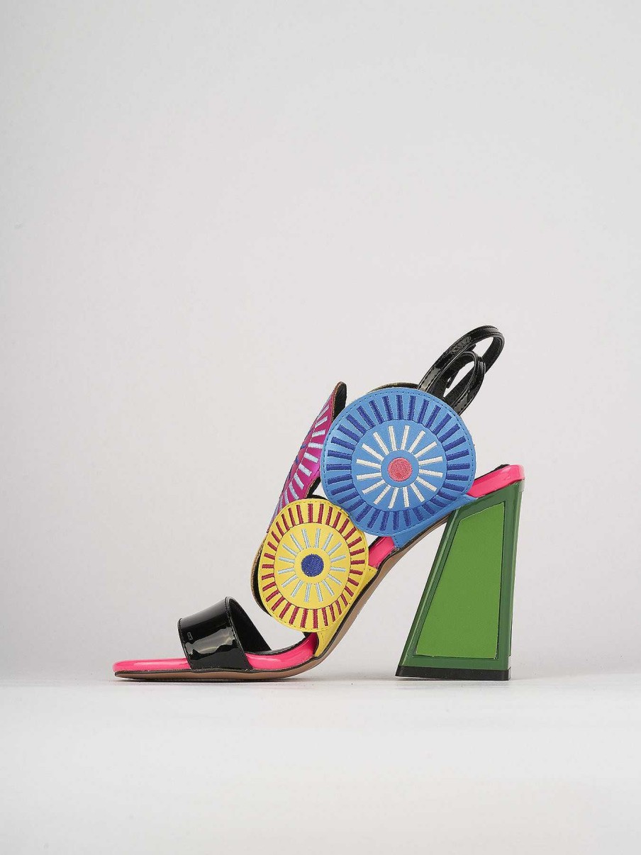 Donna Barca | Sandali Tacco Alto Tacco 11 Cm In Pelle Multicolor