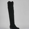 Donna Barca | Stivali Tacco Basso Tacco 4 Cm In Camoscio Nero