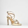 Donna Barca | Sandali Tacco Alto Tacco 8 Cm In Pelle Oro