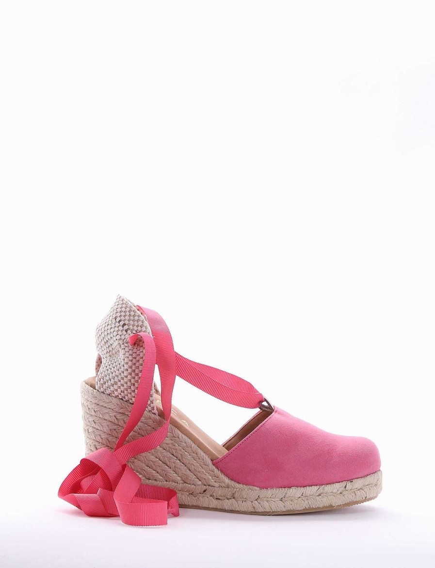 Donna Barca | Espadrillas Tacco 8 Cm Camoscio Rosa