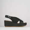 Donna Barca | Zeppa Tacco 7 Cm In Pelle Nera