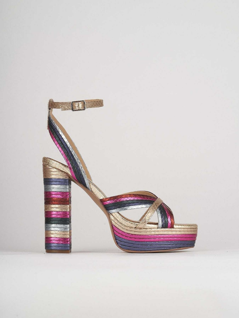 Donna Barca | Sandali Tacco Alto Tacco 11 Cm In Pelle Multicolor