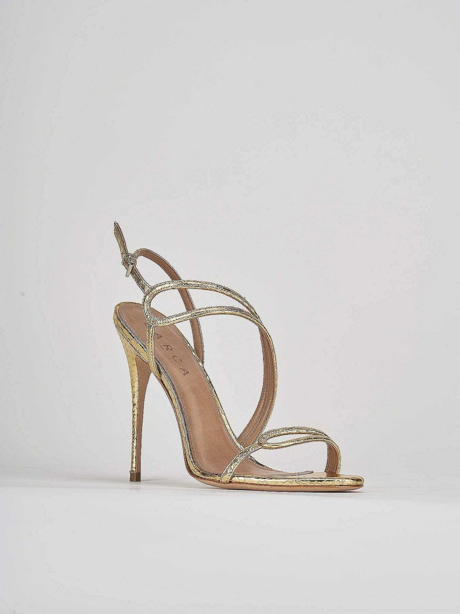 Donna Barca | Sandali Tacco Alto Tacco 11 Cm In Pelle Oro