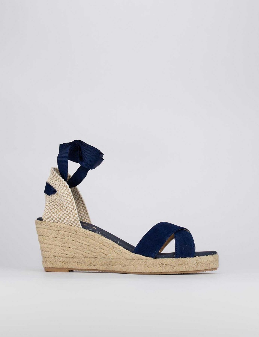 Donna Barca | Espadrillas Tacco 6 Cm Camoscio Blu