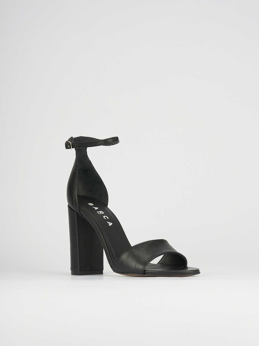 Donna Barca | Sandali Tacco Alto Tacco 8 Cm In Pelle Nera