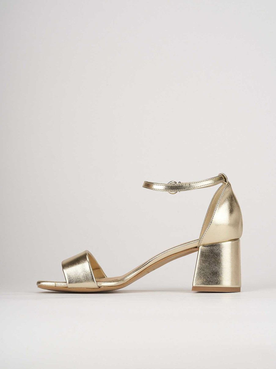 Donna Barca | Sandali Tacco Alto Tacco 6 Cm In Pelle Oro