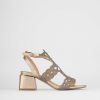 Donna Barca | Sandali Tacco Alto Tacco 5 Cm In Pelle Bronzo