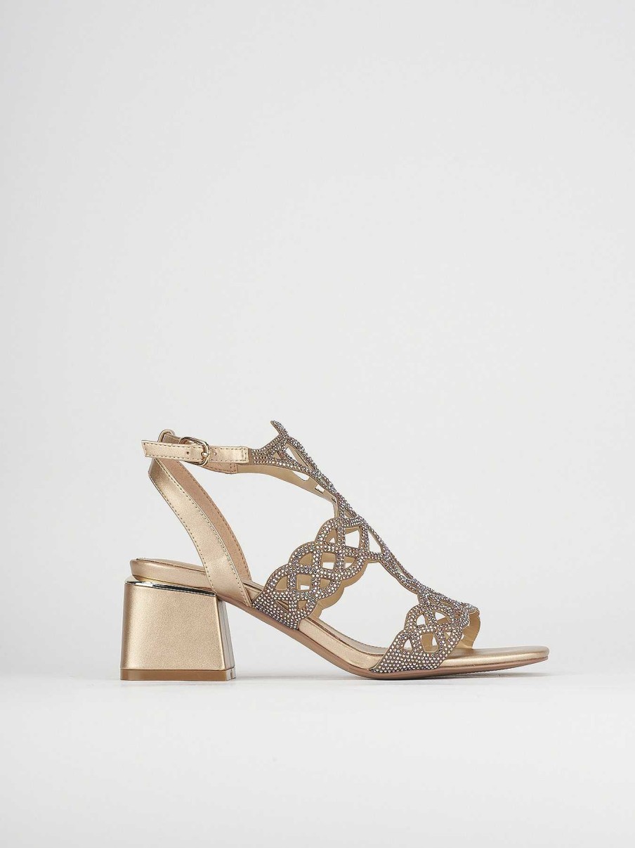 Donna Barca | Sandali Tacco Alto Tacco 5 Cm In Pelle Bronzo