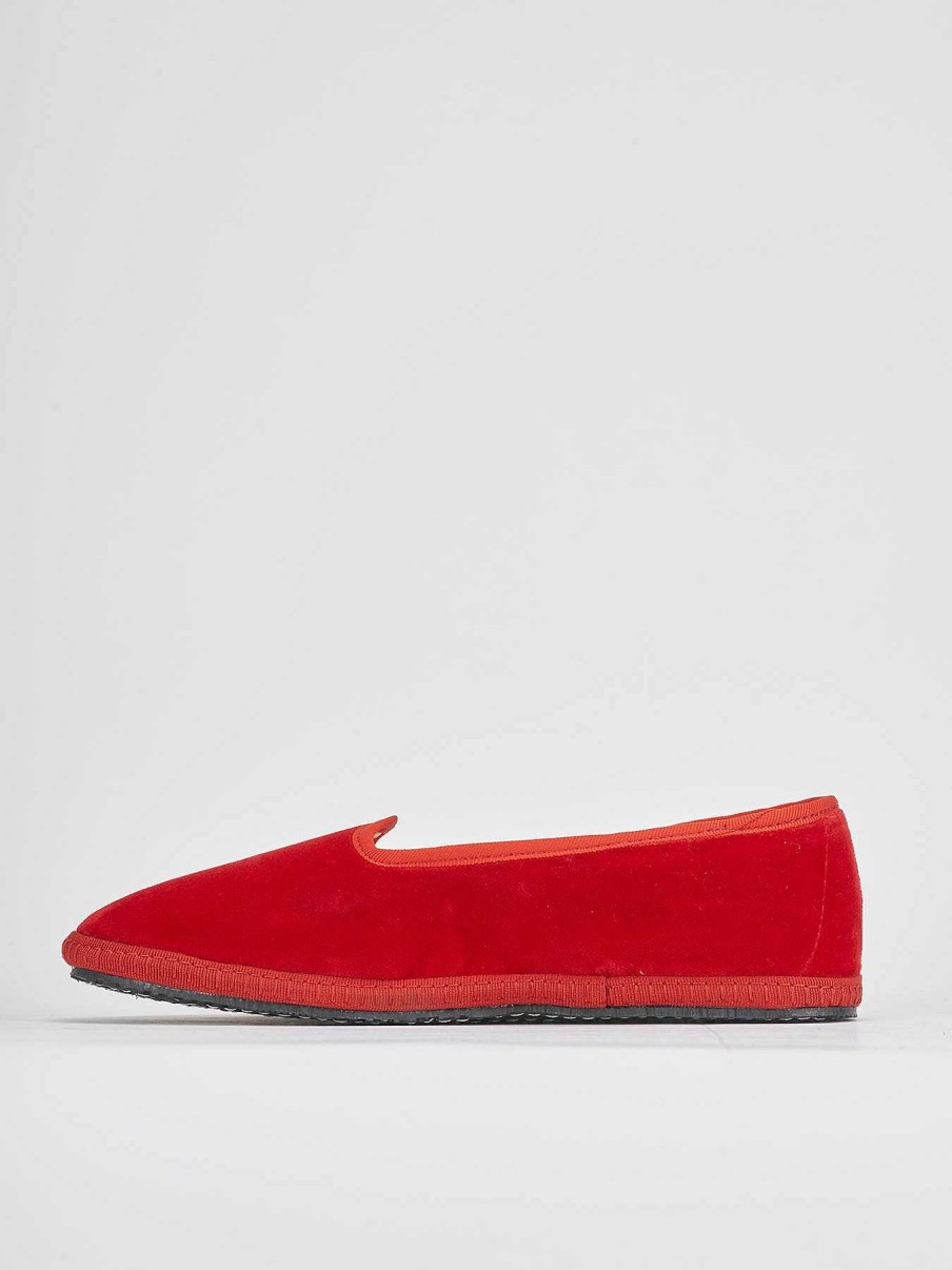 Donna Barca | Scarpe Basse Tacco 1 Cm In Velluto Rosso