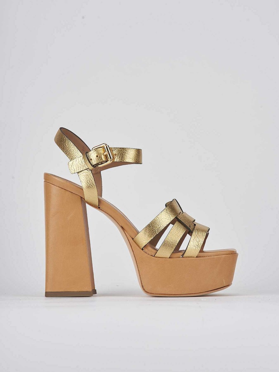 Donna Barca | Sandali Tacco Alto Tacco 11 Cm In Pelle Oro