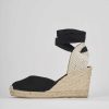 Donna Barca | Espadrillas Tacco 8 Cm In Tessuto Nero