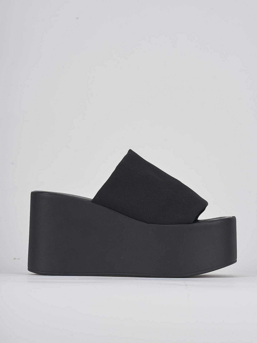 Donna Barca | Pantofole Tacco 9 Cm In Pelle Nera