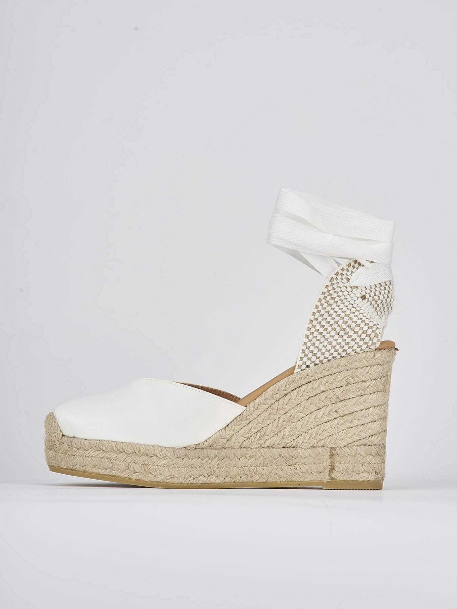 Donna Barca | Espadrillas Tacco 9 Cm In Raso Bianco