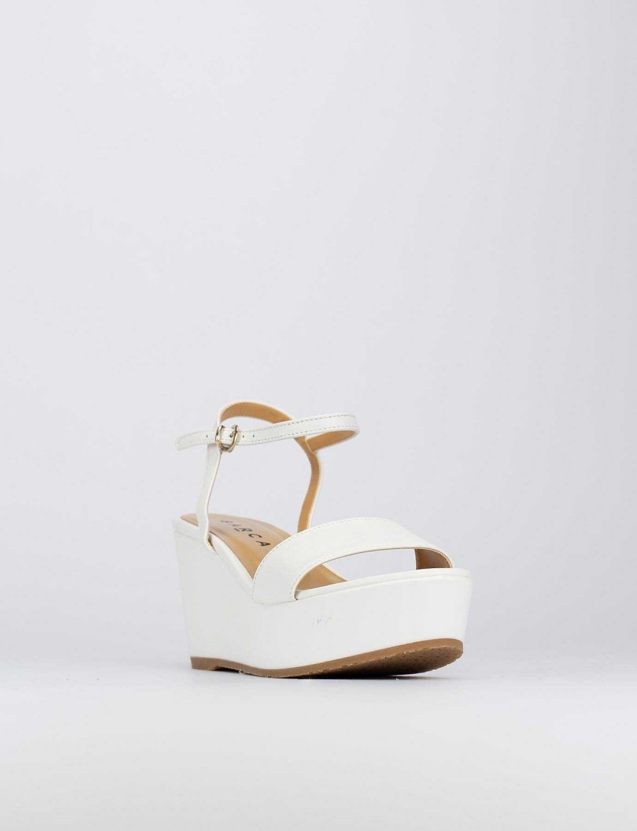 Donna Barca | Zeppa Tacco 8 Cm In Pelle Bianca