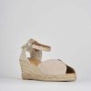 Donna Barca | Espadrillas Tacco 7 Cm In Camoscio Beige