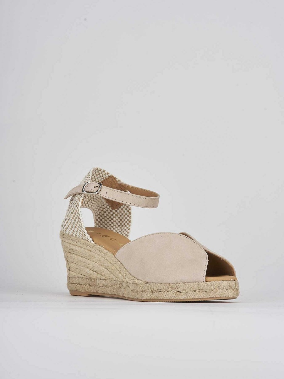 Donna Barca | Espadrillas Tacco 7 Cm In Camoscio Beige