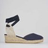 Donna Barca | Espadrillas Tacco 4 Cm In Tessuto Blu