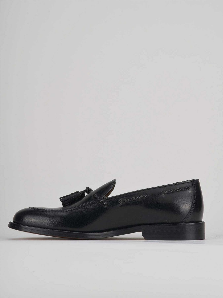 Uomo Barca | Mocassini Tacco 2 Cm In Pelle Nera