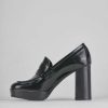 Donna Barca | Mocassini Tacco 9 Cm In Pelle Nera