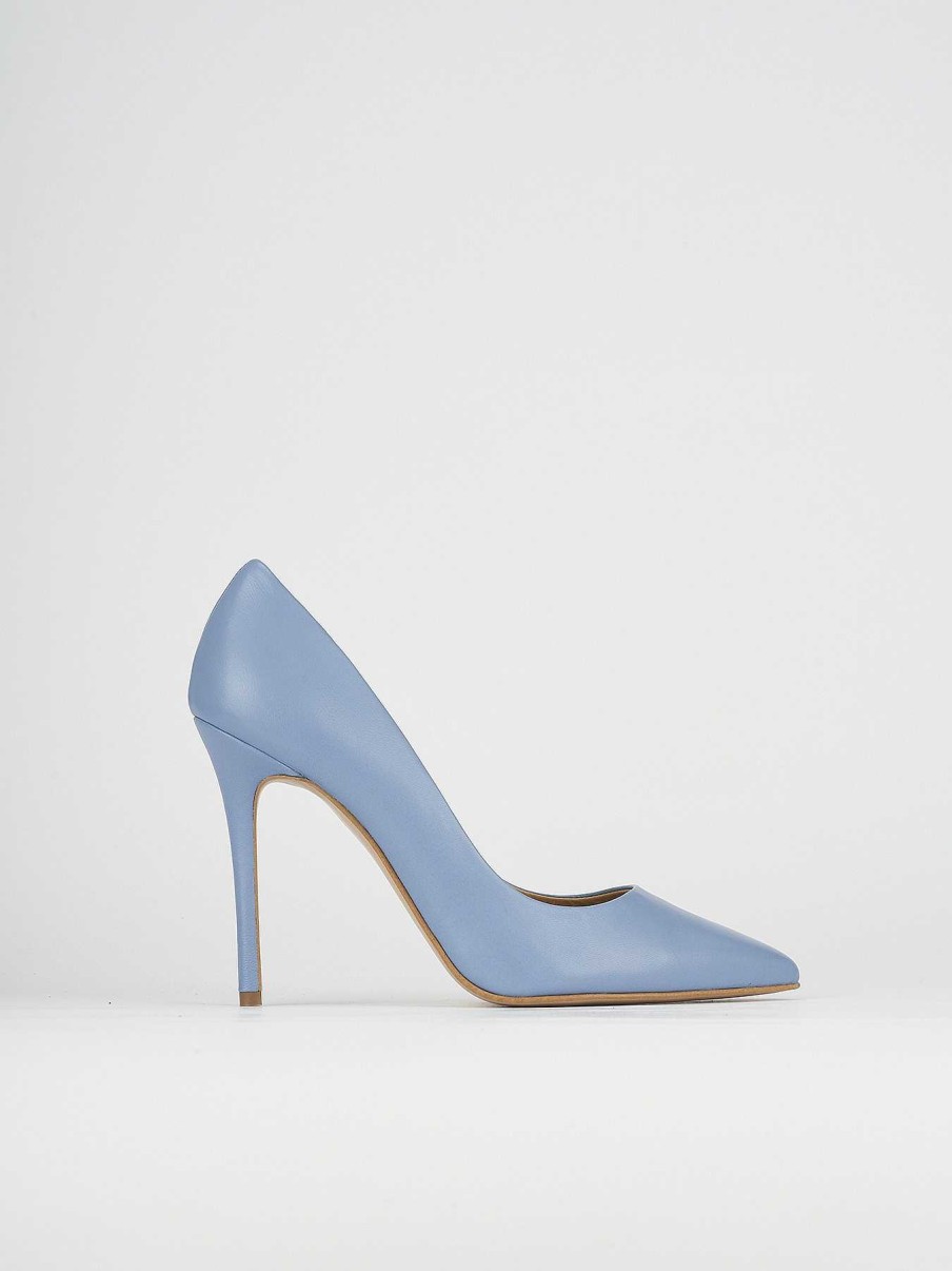 Donna Barca | Decollete Tacco 11 Cm In Pelle Azzurra