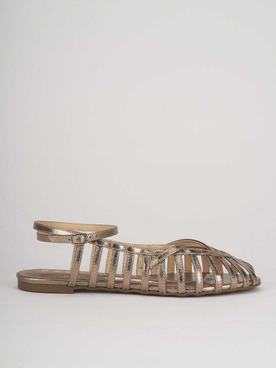 Donna Barca | Sandali Tacco Basso Tacco 1 Cm In Pelle Bronzo