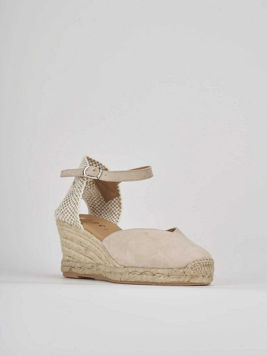 Donna Barca | Espadrillas Tacco 6 Cm In Camoscio Beige