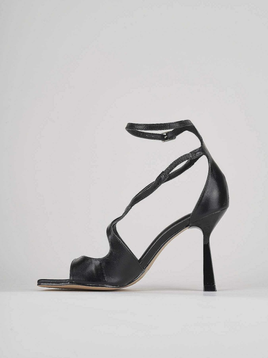 Donna Barca | Sandali Tacco Alto Tacco 9 Cm In Pelle Nera