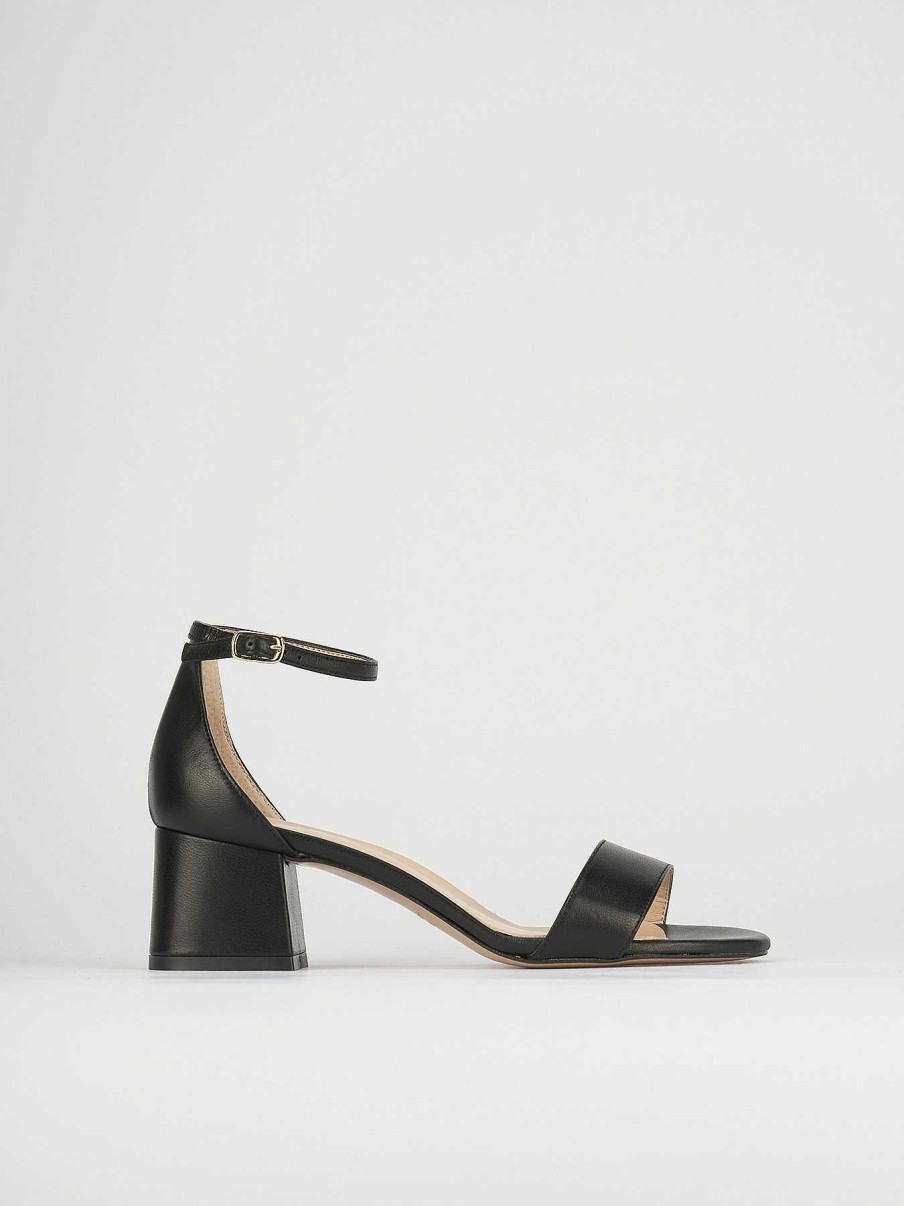 Donna Barca | Sandali Tacco Alto Tacco 5 Cm In Pelle Nera