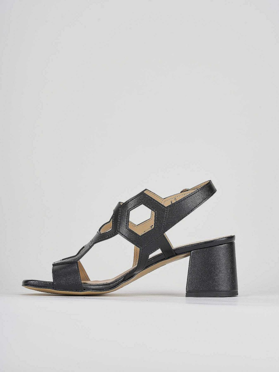 Donna Barca | Sandali Tacco Alto Tacco 5 Cm In Pelle Nera