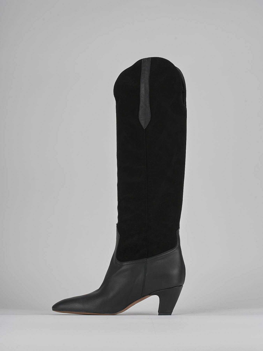 Donna Barca | Stivali Tacco Alto Tacco 5 Cm In Pelle Nera