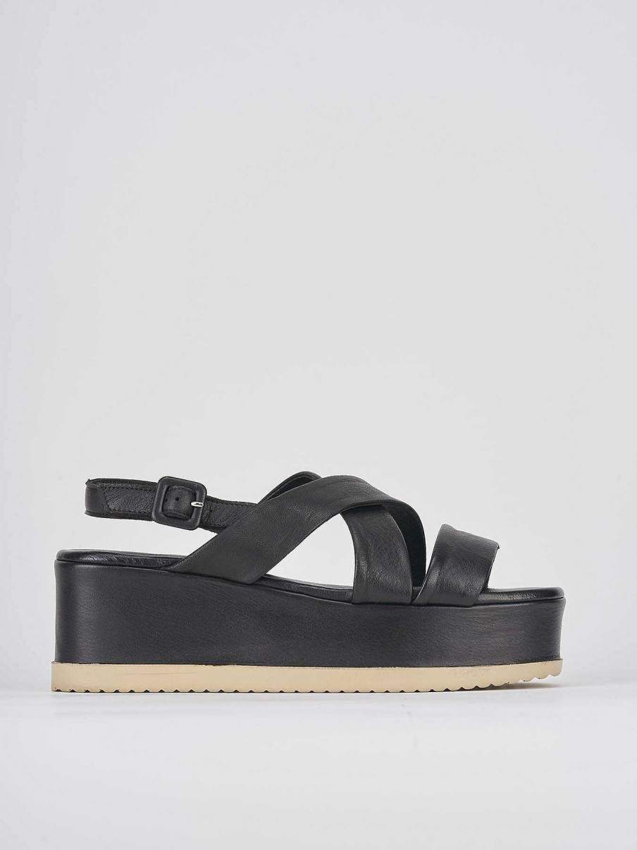 Donna Barca | Zeppa Tacco 5 Cm In Pelle Nera