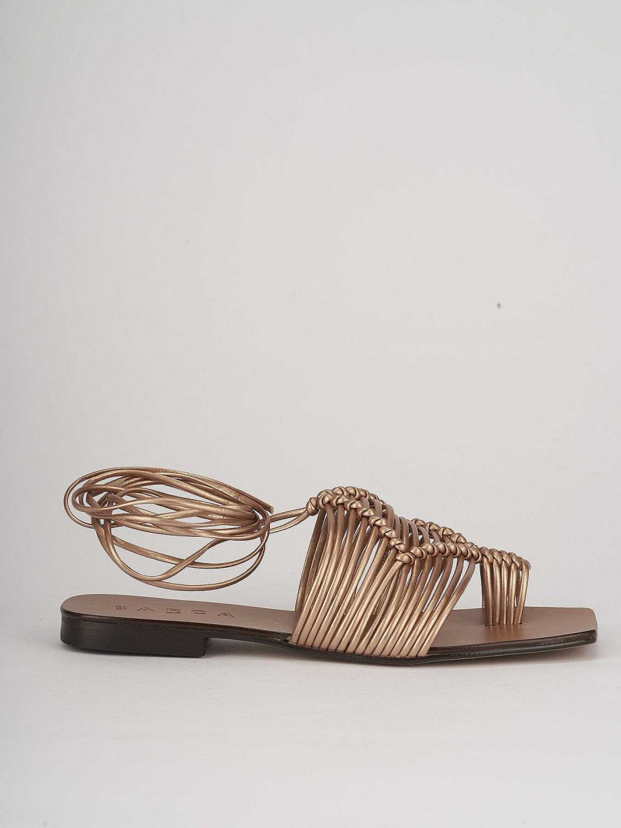 Donna Barca | Sandali Tacco Basso Tacco 1 Cm In Pelle Bronzo