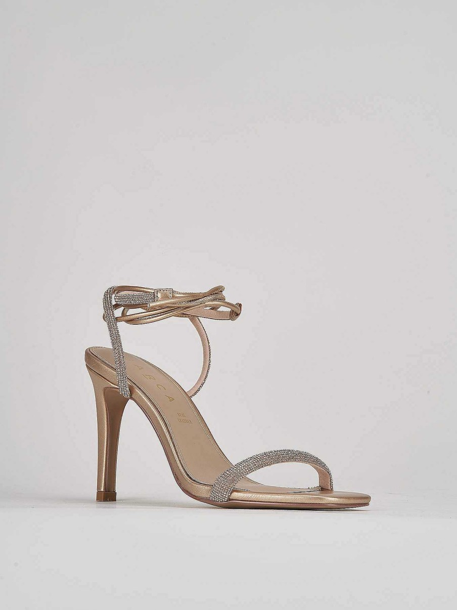 Donna Barca | Sandali Tacco Alto Tacco 9 Cm In Pelle Bronzo