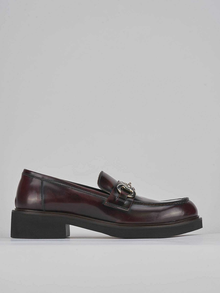 Donna Barca | Mocassino Tacco 3 Cm In Pelle Bordeaux