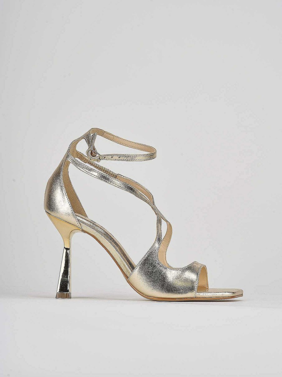 Donna Barca | Sandali Tacco Alto Tacco 9 Cm In Pelle Oro