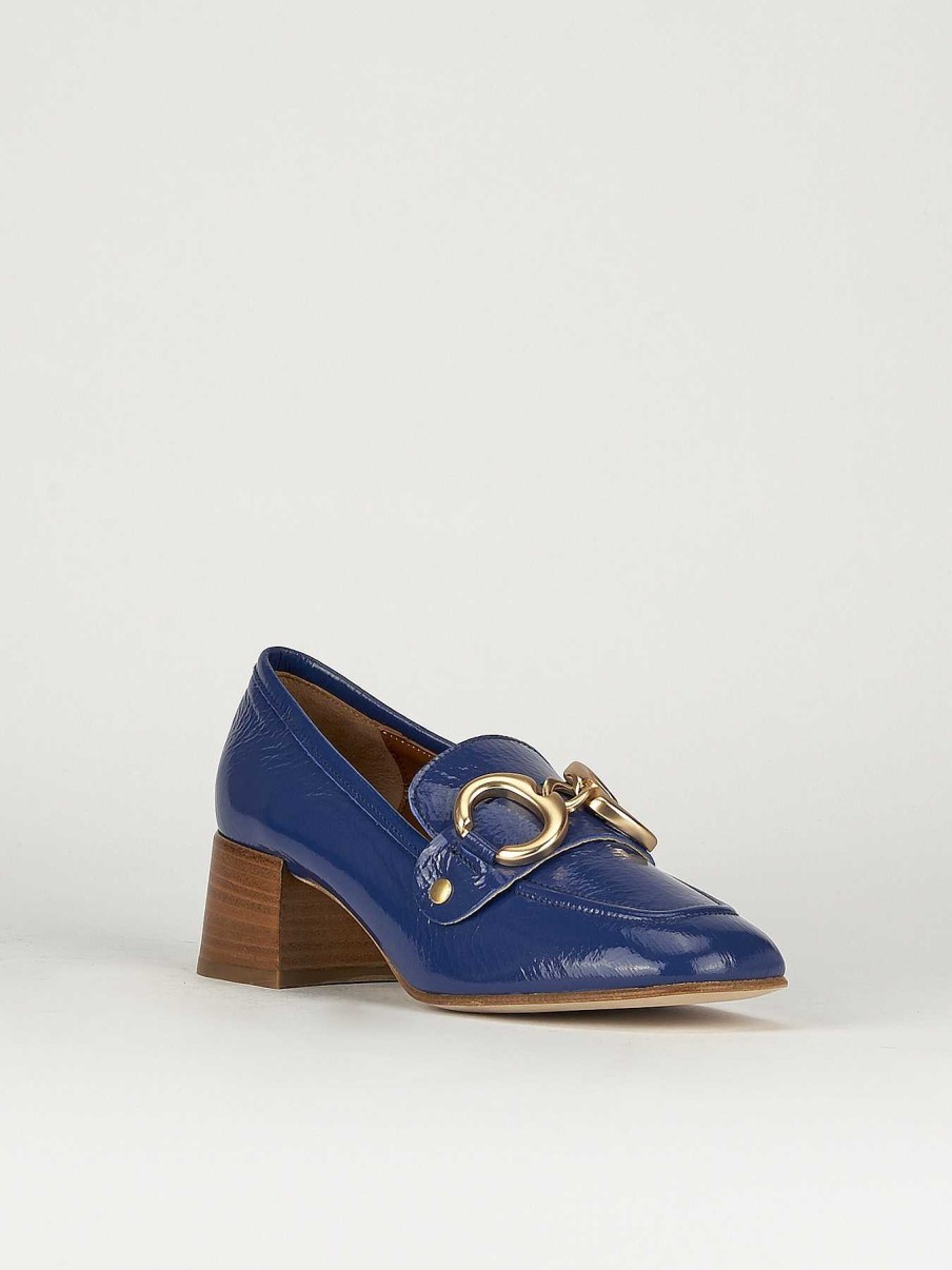 Donna Barca | Mocassino Tacco 6 Cm Vernice Blu