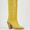 Donna Barca | Stivali Tacco Alto Tacco 7 Cm In Camoscio Giallo