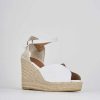 Donna Barca | Espadrillas Tacco 8 Cm In Tessuto Bianco