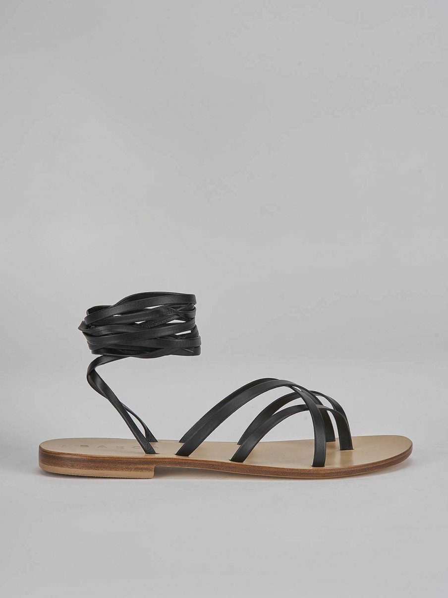 Donna Barca | Sandali Tacco 1Cm Pelle Nero