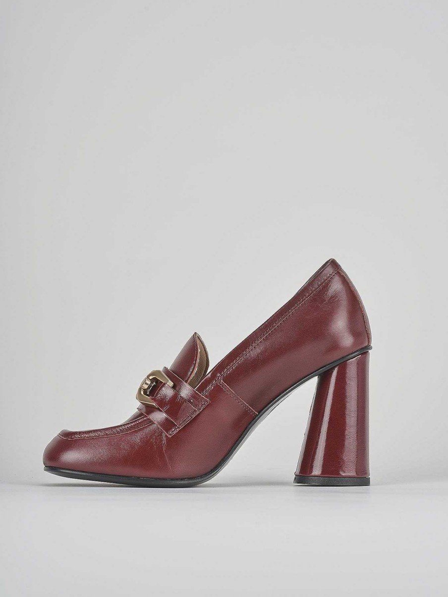 Donna Barca | Mocassino Tacco 8 Cm In Pelle Bordeaux