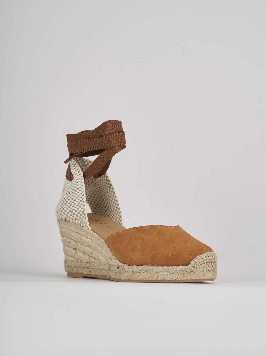 Donna Barca | Espadrillas Tacco 6 Cm In Camoscio Marrone