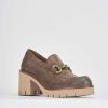 Donna Barca | Mocassino Tacco 6 Cm In Camoscio Beige