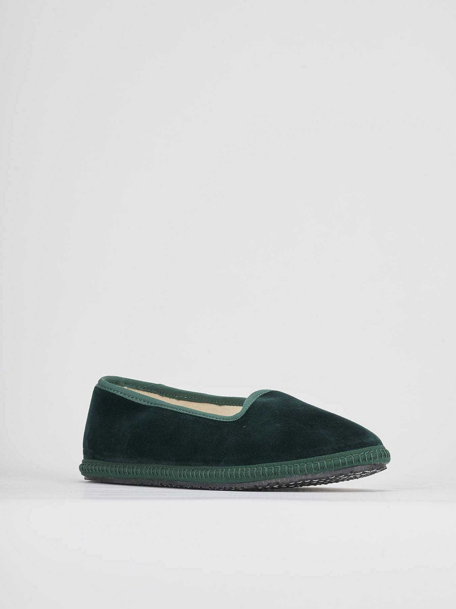 Donna Barca | Scarpe Basse Tacco 1 Cm In Velluto Verde