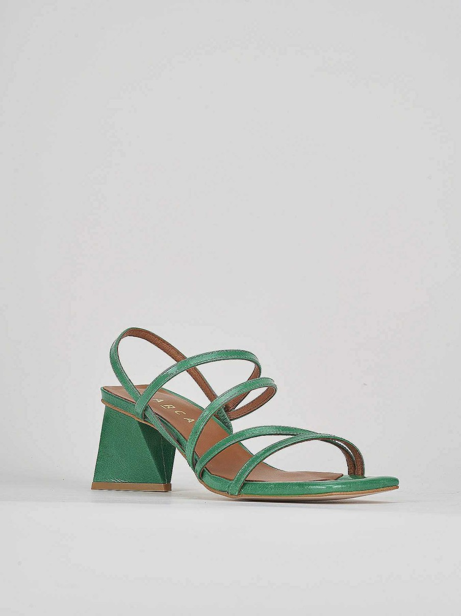 Donna Barca | Sandali Tacco Alto Tacco 6 Cm In Pelle Verde