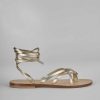 Donna Barca | Sandali Tacco 1Cm Pelle Oro