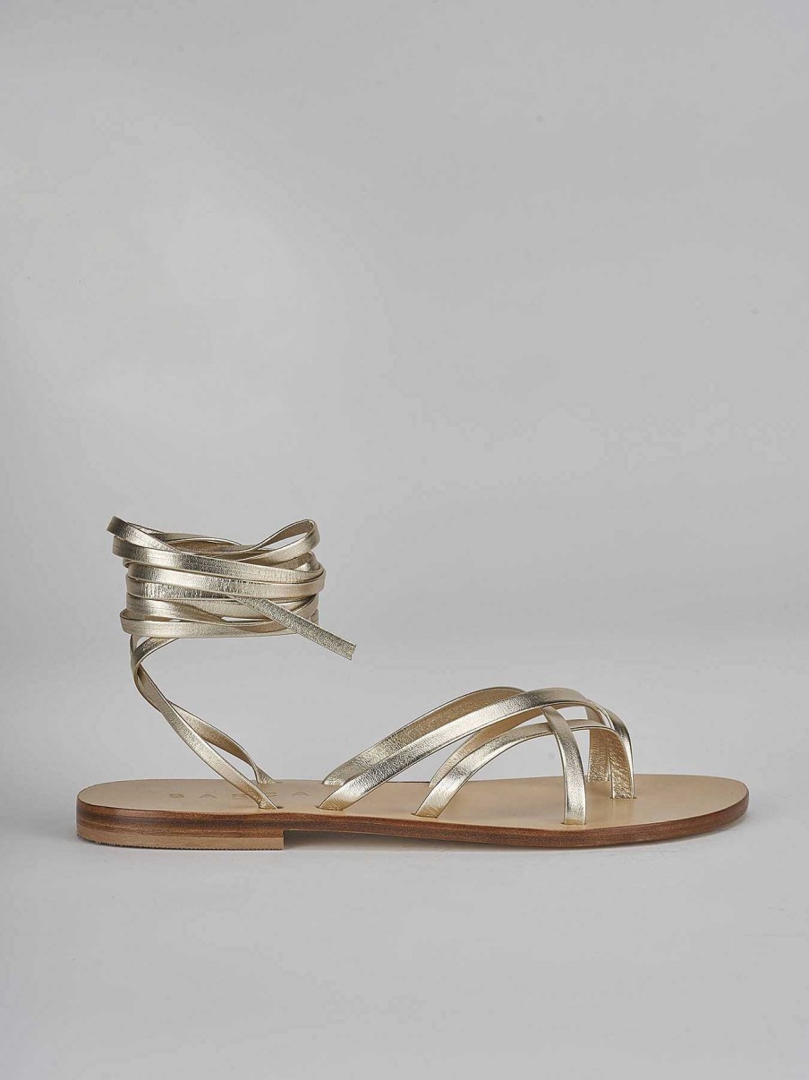 Donna Barca | Sandali Tacco 1Cm Pelle Oro